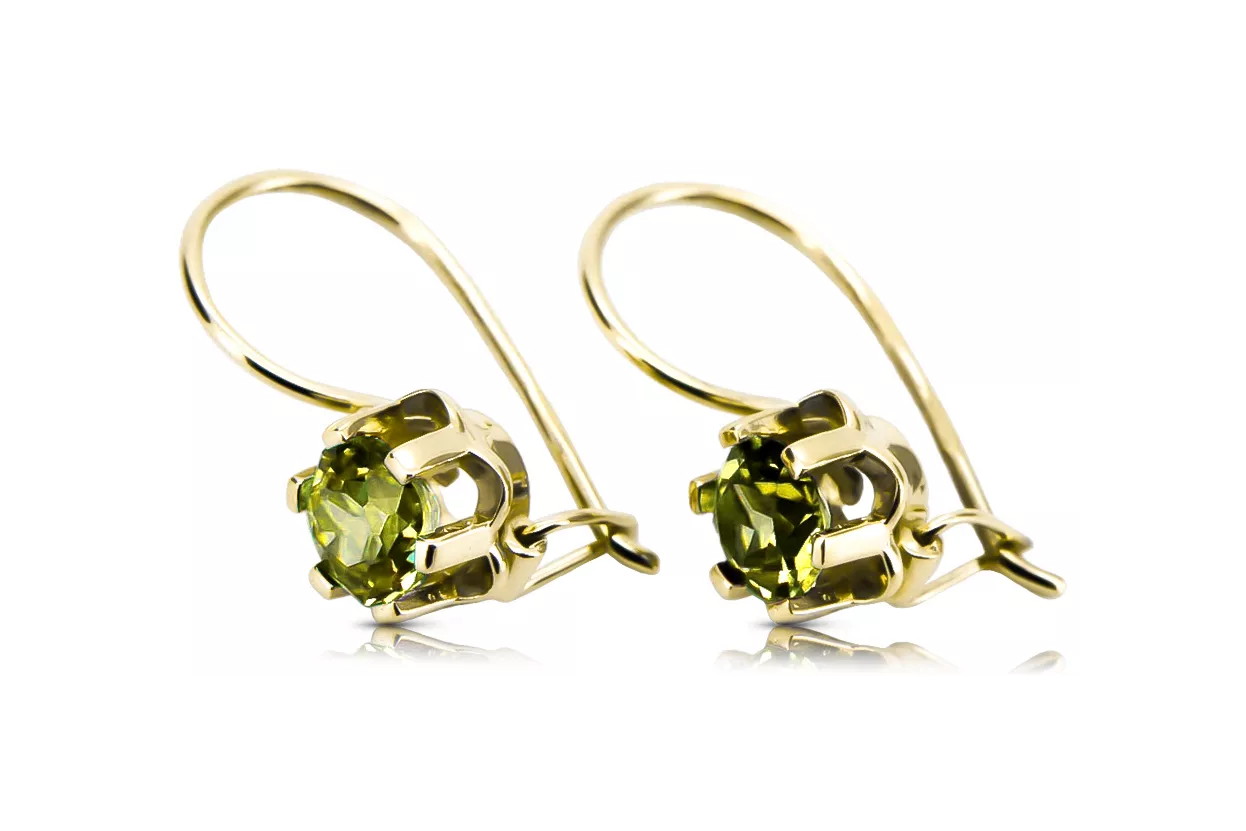 Винтаж украшения Серьги Желтый перидот 14-кв Желтое золото vec019y